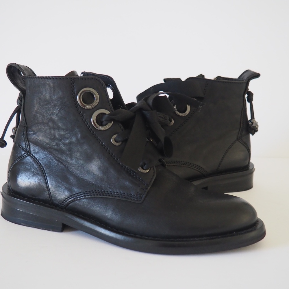Zadig et Voltaire Laureen Roma Black Combat Boots Size 9